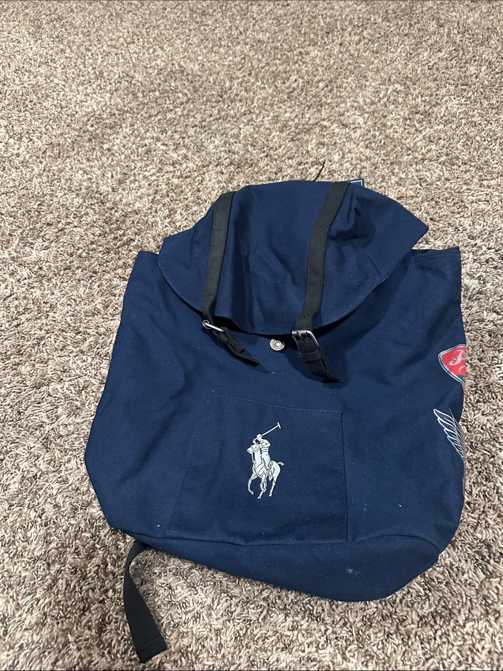 Polo by Ralph Lauren Navy Canvas Rucksack with Embroidered Pony